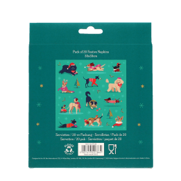 back of festive friends napkins packaging box with barcode