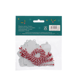 Back of 12 Christmas gift tags packaging with barcode