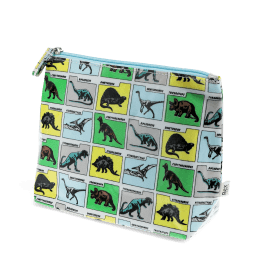 children wash bag with zip featuring various dinosaurs print