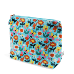 children wash bag with zip featuring butterfly and flowers print