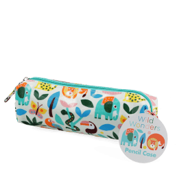 pencil case featuring wild wonders animals print with tag