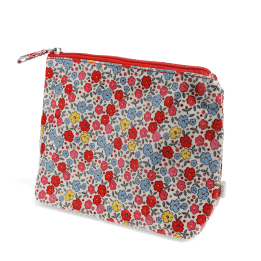 children wash bag with zip featuring pink floral print