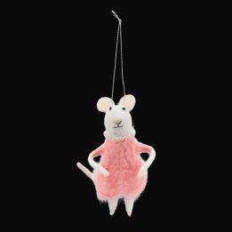Felt mouse hanging decoration - Pink dress