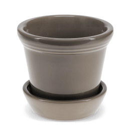 Brown ceramic plant pot with matching saucer