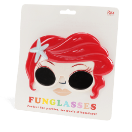 funglasses with red hair frame and starfish with packaging