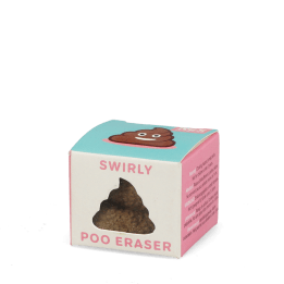 Brown swirl poo-shaped novelty eraser packaging