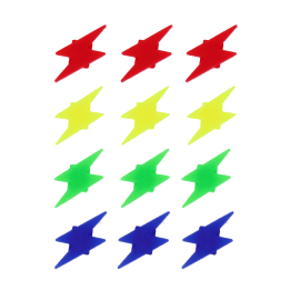 12 lightning bolt-shaped bike spoke decorations in different colour