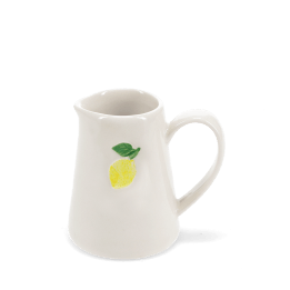stoneware jug with handle, featuring yellow lemon design