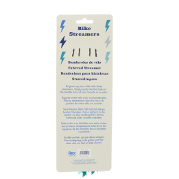 Back of Bike streamers packaging with multilingual instructions