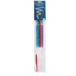 Multicoloured gymnastics ribbon in a packaging
