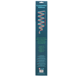 gymnastics ribbon packaging with multilingual safety warnings