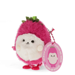 Dragon Fruit-shaped plush wind-up toy with a tag