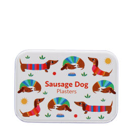 Sausage dog-themed plasters storage tin