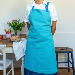 Two-tone utility apron - Aqua blue