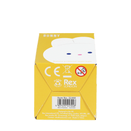 Base of bunny night light packaging box showing safety warning and barcode