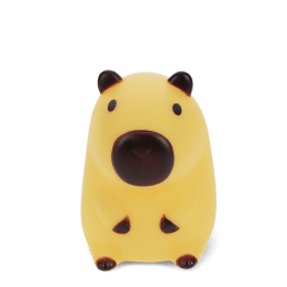 Yellow capybara night light with dark brown ears, nose and feet