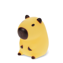 Yellow capybara night light with dark brown ears, nose and feet