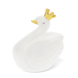 White swan night light wearing a crown