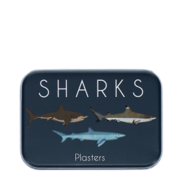 Sharks-themed plasters storage tin