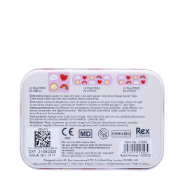 Back of Kawaii sunshine plaster tin with usage instructions and product details
