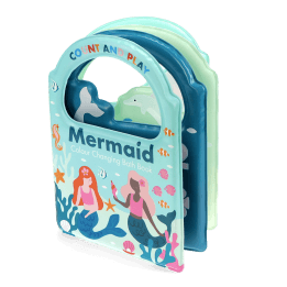 Colour Changing Bath Book' featuring colourful illustrations of mermaids, fish, and underwater scenes