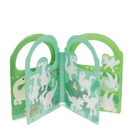 Colour changing bath book featuring colourful illustrations of dinosaurs print