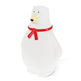 White polar bear night light wearing a red scarf.