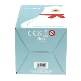 Base of polar bear night light packaging box showing safety warnings and barcode