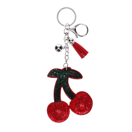 Glittery red cherry keyring 