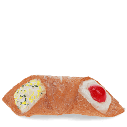 Brown pastry-shaped candle with cream and red cherry decorations on top