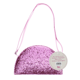 back of children’s glitter rainbow handbag with tag