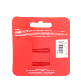back of cherry glitter hair clips packaging with safety warnings in multilingual
