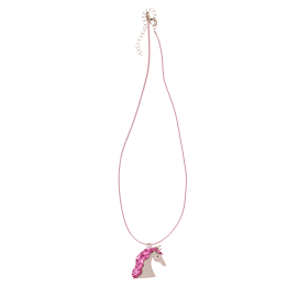 Children’s necklace with pink cord and sparkling unicorn pendant 