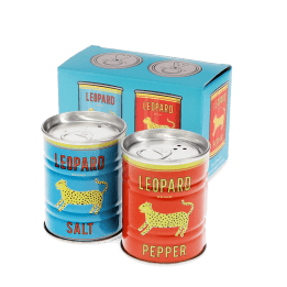 Tin salt and pepper shakers - LEOPARD