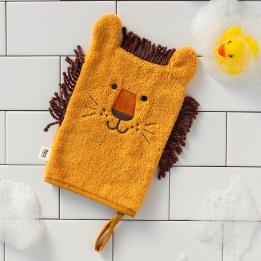Baby bath mitt in lion design