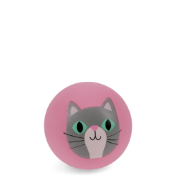 Pink bouncy ball with a cat face design