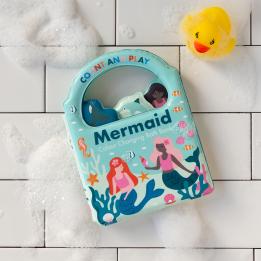 Colour Changing Bath Book' featuring colourful illustrations of mermaids, fish, and underwater scenes