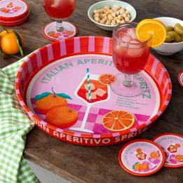 coaster and serving tray with Italian Aperitivo Spritz design