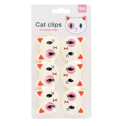 Pack of six cat-shaped bag clips 