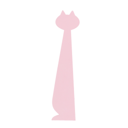 Back of pink ruler shaped like a cat.