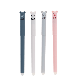 Pack of four animal-themed erasable gel pens in a different colour.