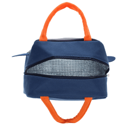 View from top of penguin lunch bag with open zip