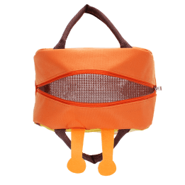 View from top of giraffe lunch bag with open zip