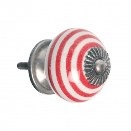 Red Stripe Ceramic Drawer Knob