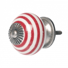 Red Stripe Ceramic Drawer Knob