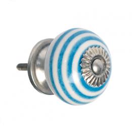 Blue Stripe Ceramic Drawer Knob