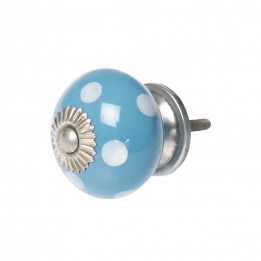 White Spot Blue Ceramic Drawer Knob