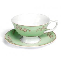 Green Regency Teacup And Saucer