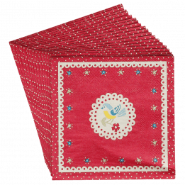 Set Of 20 Red Vintage Doily Cocktail Napkins