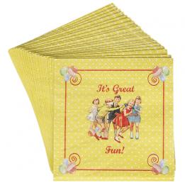 Set 20 Vintage Tea Party Cocktail Napkins